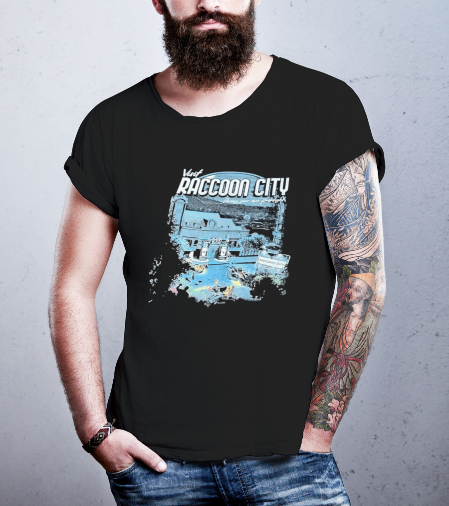 Visit Raccoon City Bring Your Own Flashlight RPD Entrance Postcard T-Shirt