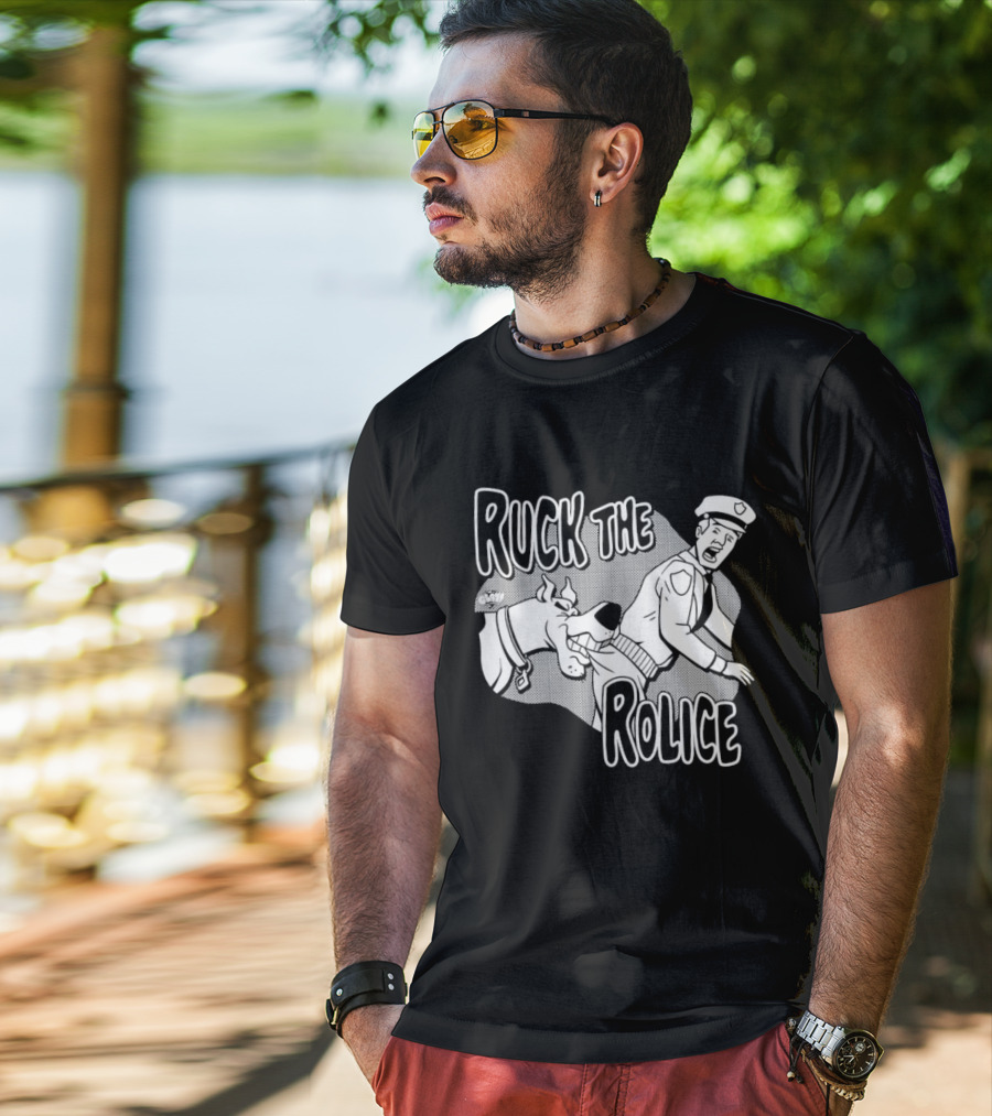 Ruck The Rolice Cartoon Dog Satire Pop Culture Police Officer And Dog T-Shirt