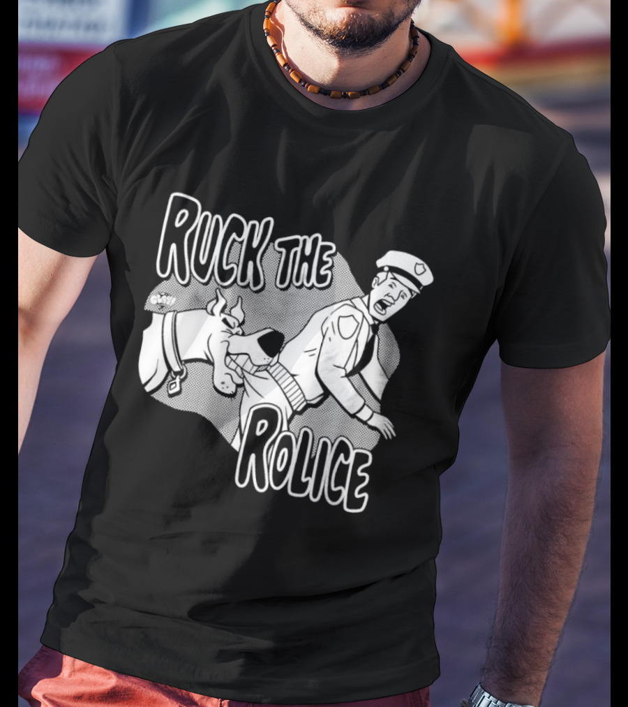 Ruck The Rolice Cartoon Dog Satire Pop Culture Police Officer And Dog T-Shirt