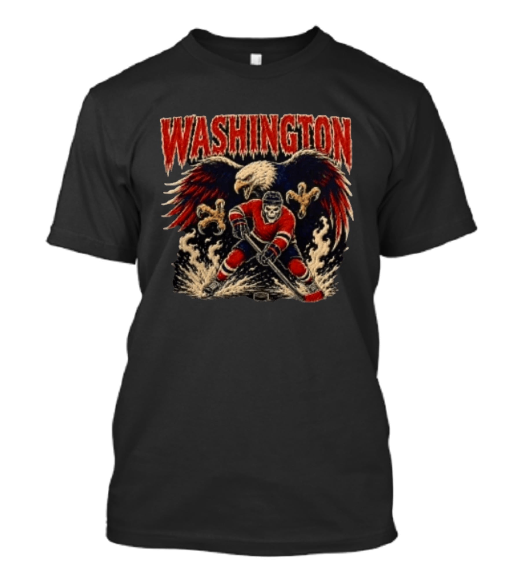 Washington Capitals Skeleton Hockey Player With Eagle T-Shirt