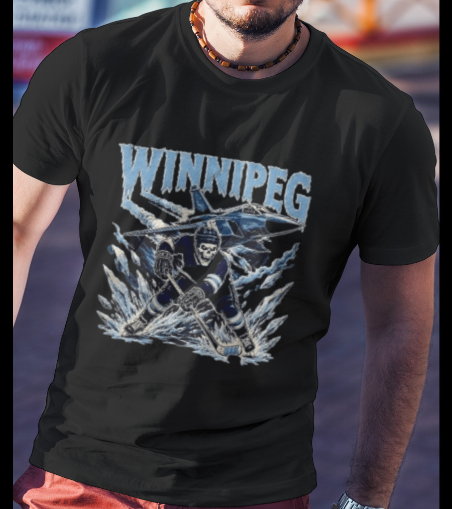 Winnipeg Jets Hockey Skeleton Player Ice Jet T-Shirt