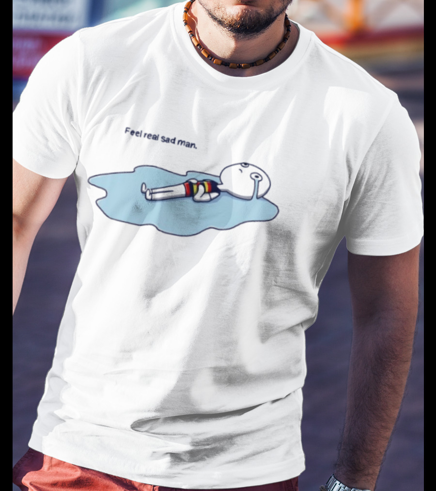Adelaide FC Feel Real Sad Man Crying Lying Down Fan Humor T-Shirt