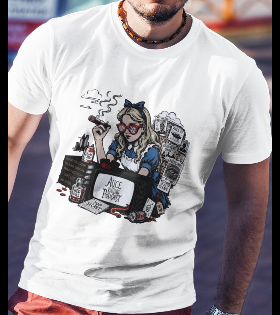 Alice Falling Podcast Conspiracy Theory Red Pill Top Secret Area 51 Reptilians Seeing Is Believing T-Shirt