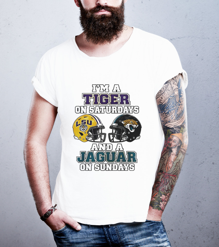 LSU Tigers Saturday Spirit Jacksonville Jaguars Sunday Fandom T-Shirt