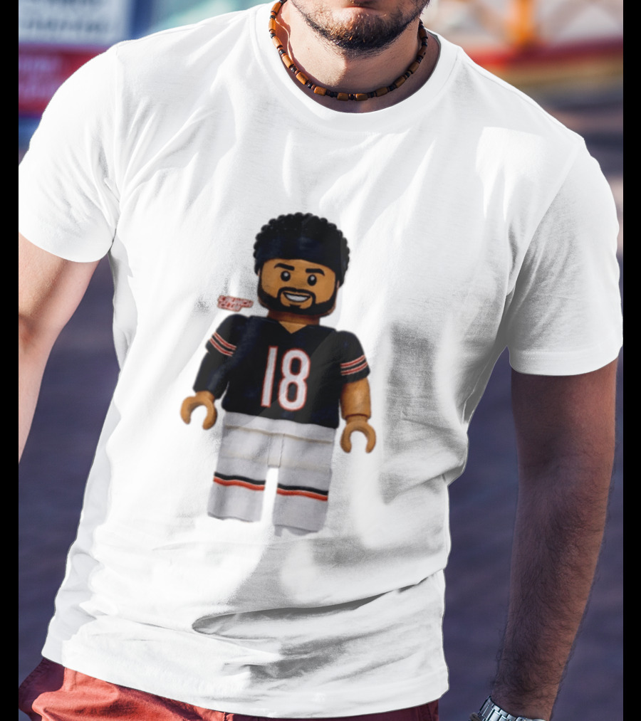 Chicago Bears Quarterback Caleb Williams 18 Lego Minifigure T-Shirt