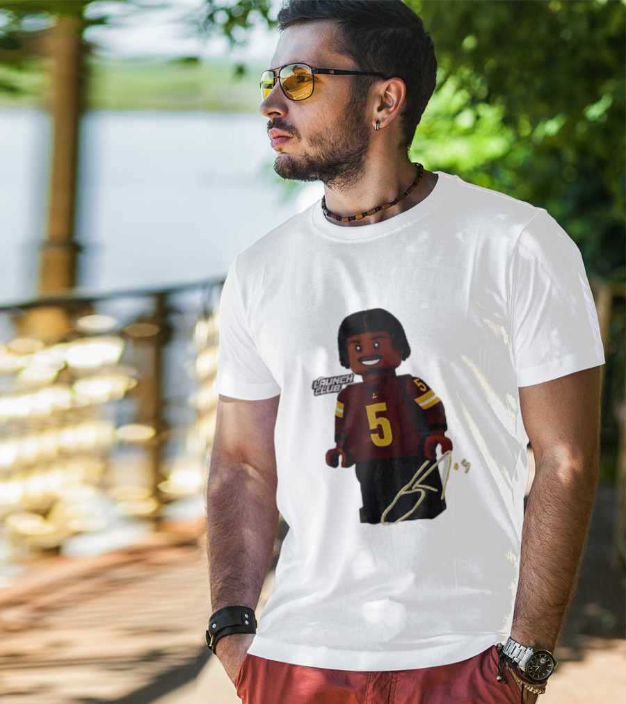 Washington Commanders Quarterback Jayden Daniels Launch Club Number 5 T-Shirt