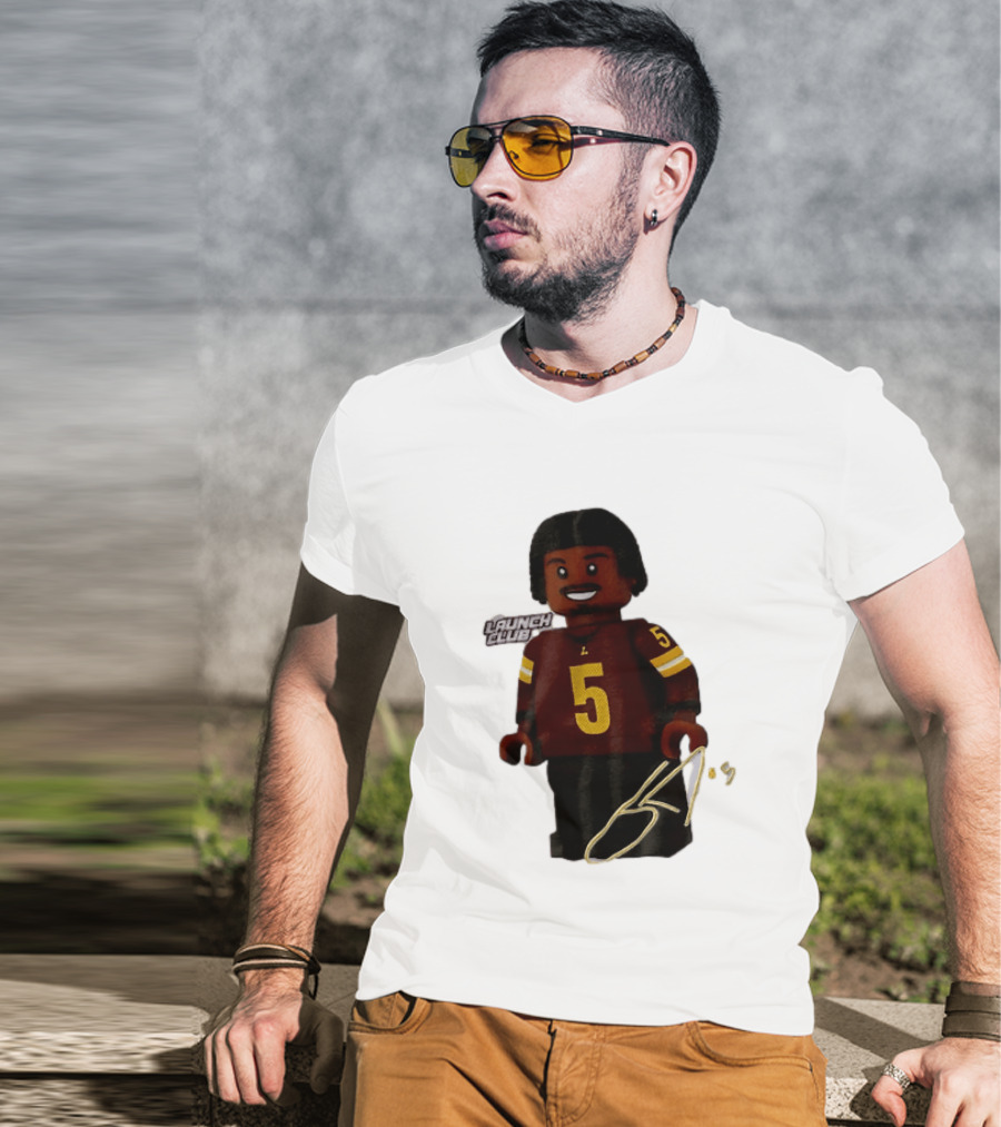 Washington Commanders Quarterback Jayden Daniels Launch Club Number 5 T-Shirt