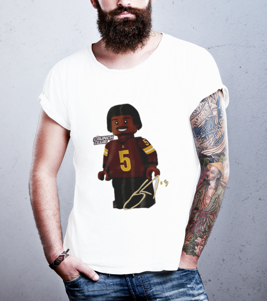 Washington Commanders Quarterback Jayden Daniels Launch Club Number 5 T-Shirt