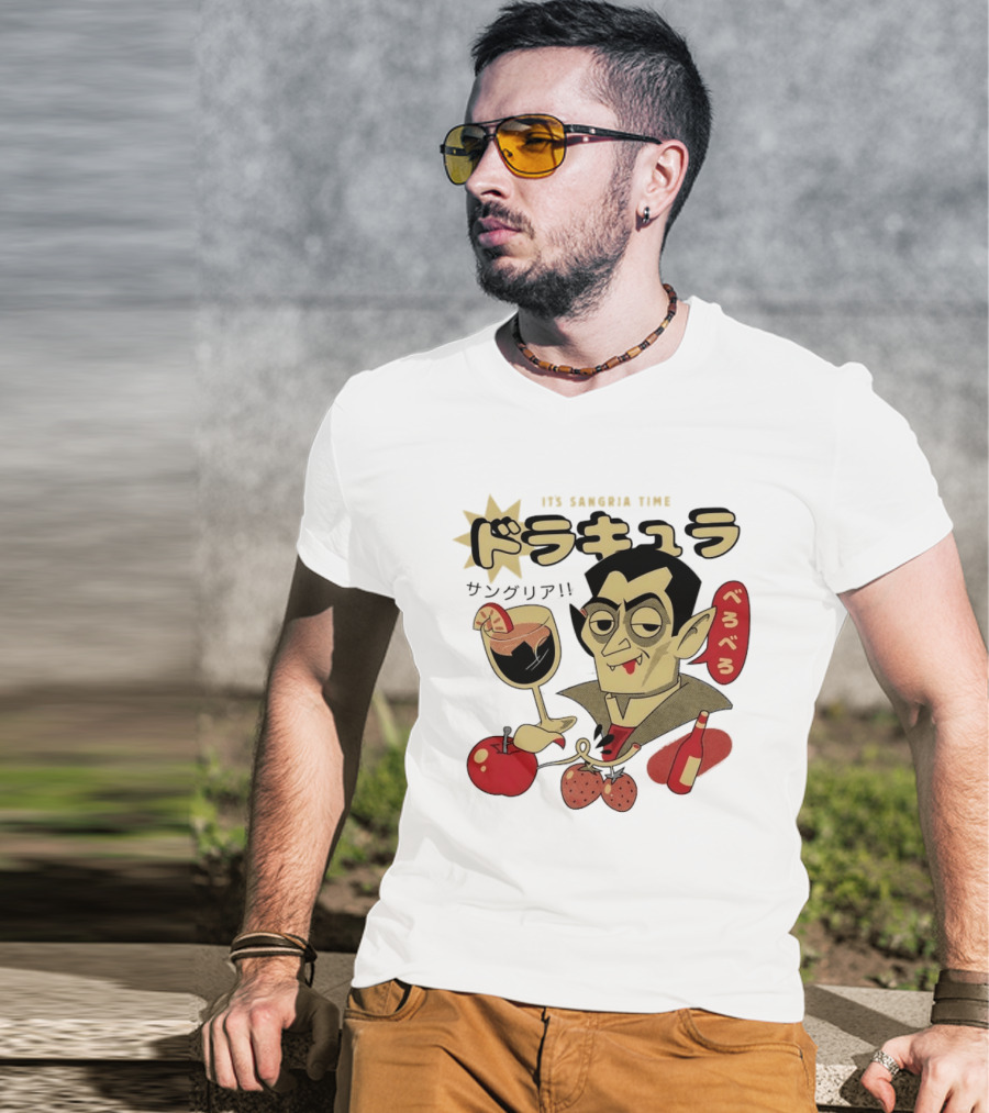 Dracula It's Sangria Time Japanese Vampire Bero Bero Retro Drink T-Shirt