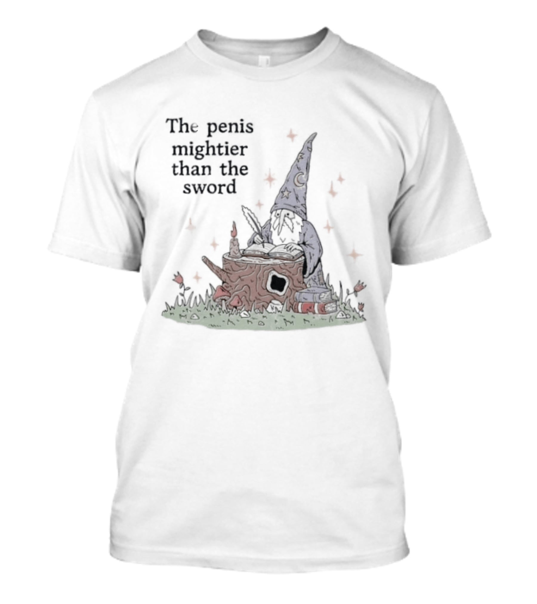 The Penis Mightier Than The Sword Wizard Hat Fantasy Scene T-Shirt
