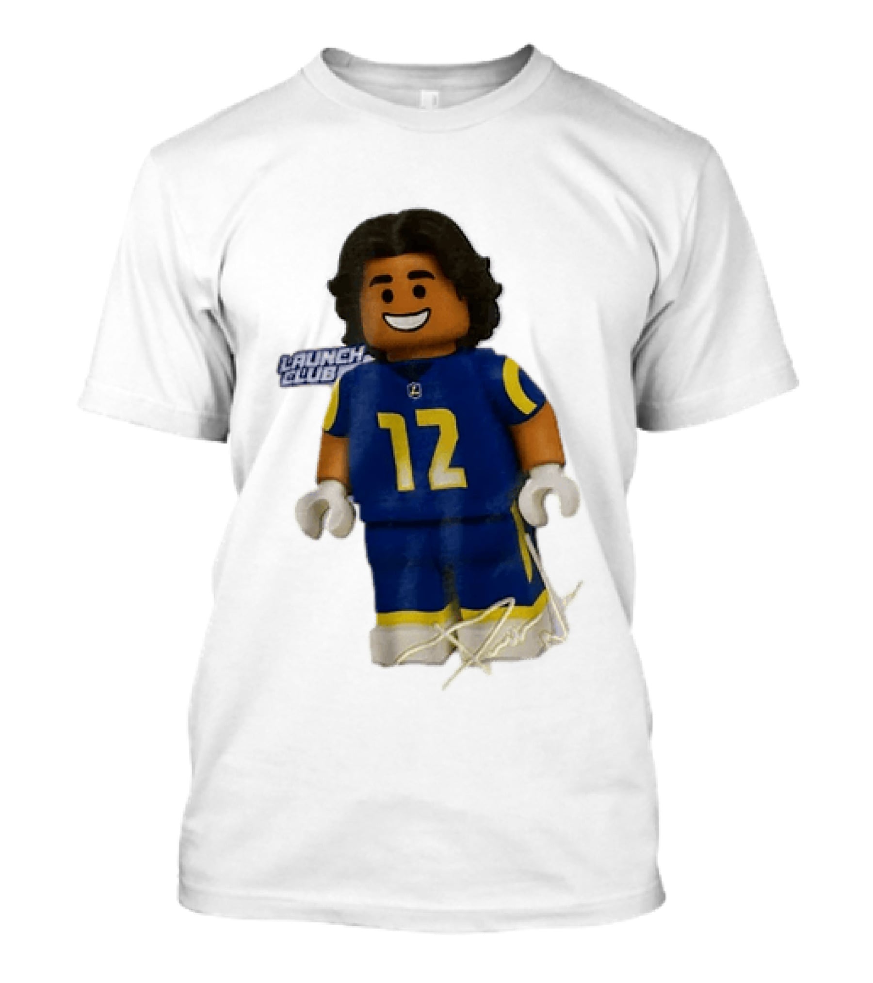 Los Angeles Rams Wide Receiver Puka Nacua Launch Club Number 12 Lego T-Shirt