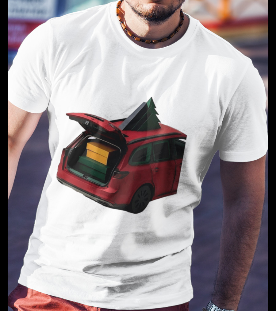 Most Likely To Pack The Car Festive Holiday Travel Scene With Christmas Tree And Gifts T-Shirt