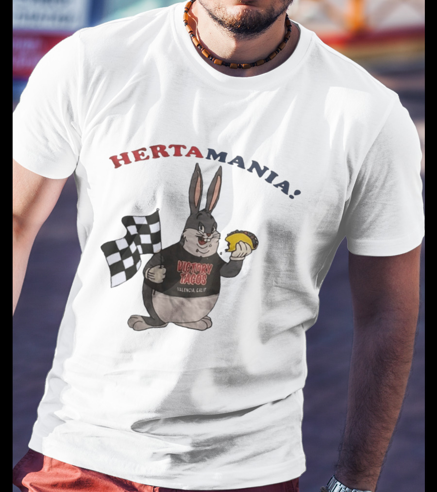 Hertamania Victory Tacos Valencia Calif Big Chungus Checkered Flag T-Shirt