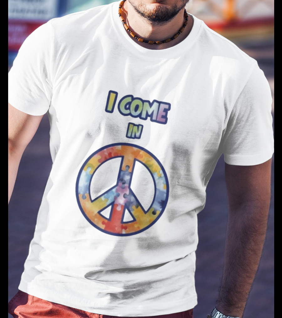 I Come In Peace Puzzle Piece Autism Awareness T-Shirt