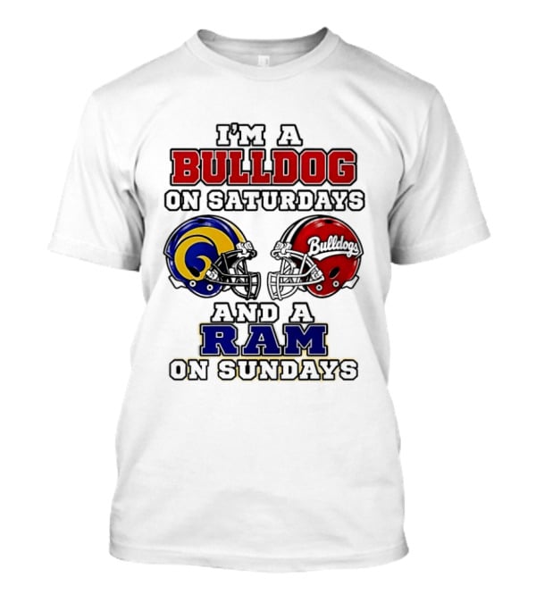 I'm A Bulldog On Saturdays And A Ram On Sundays Football Helmets T-Shirt