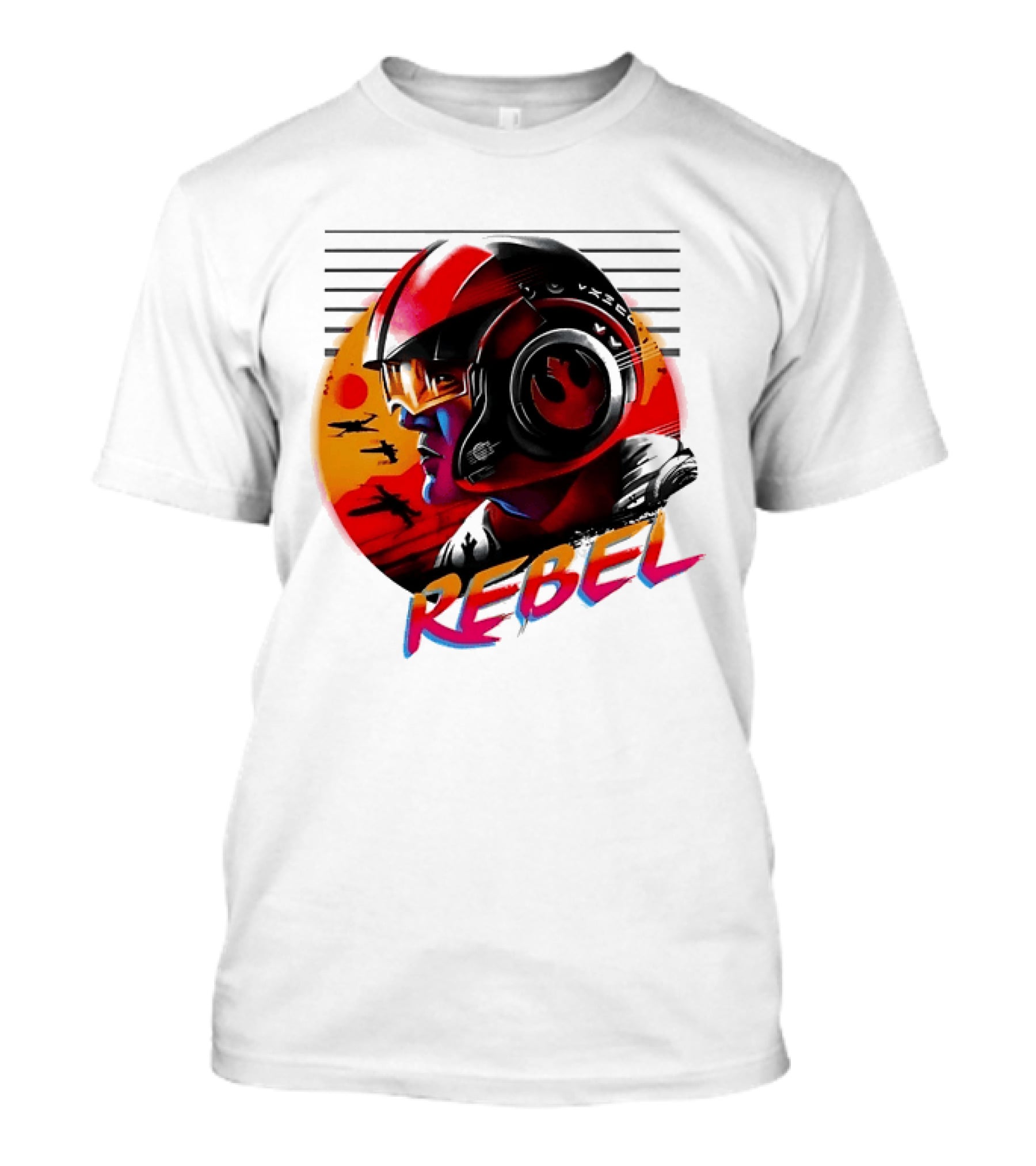 Star Wars Rebel Pilot Helmet Sunset Sci Fi Rebel T-Shirt