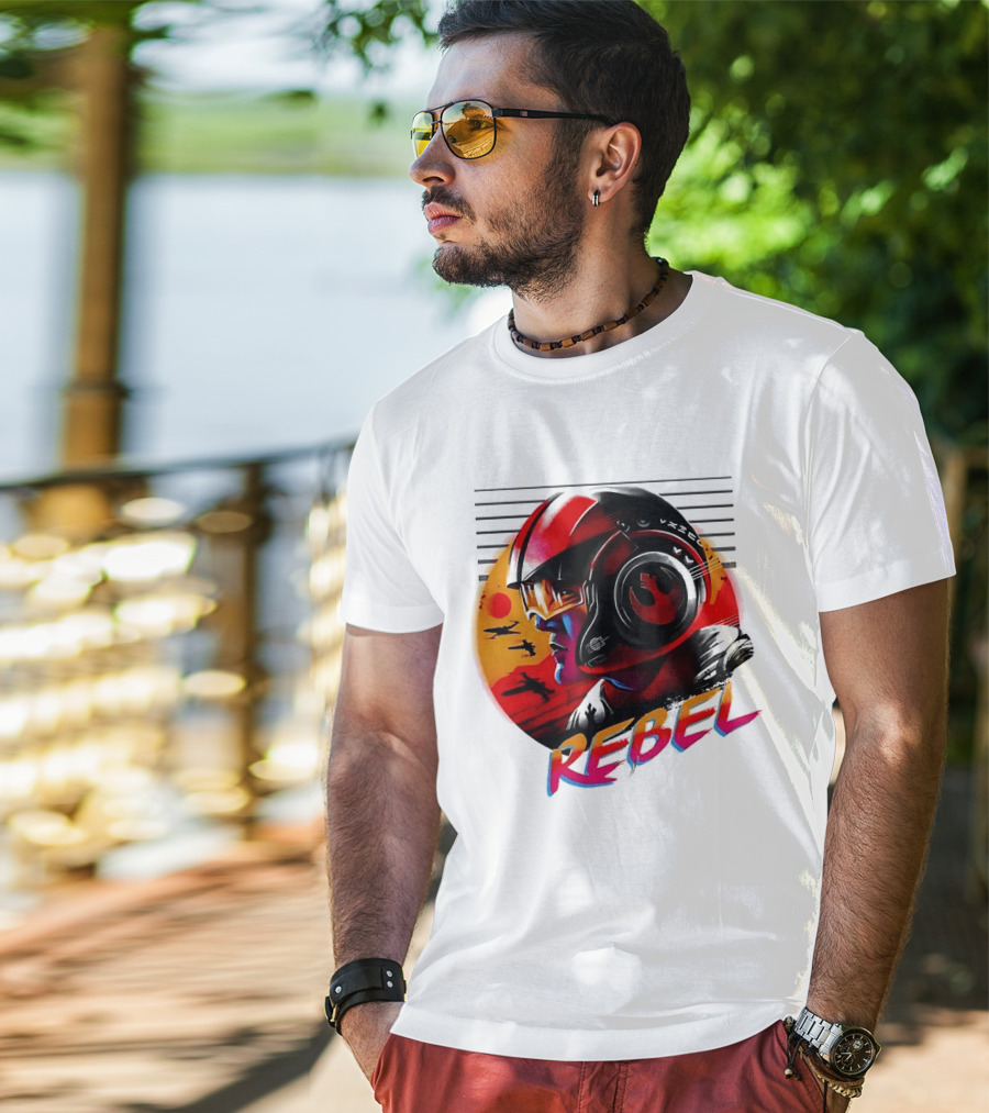 Star Wars Rebel Pilot Helmet Sunset Sci Fi Rebel T-Shirt