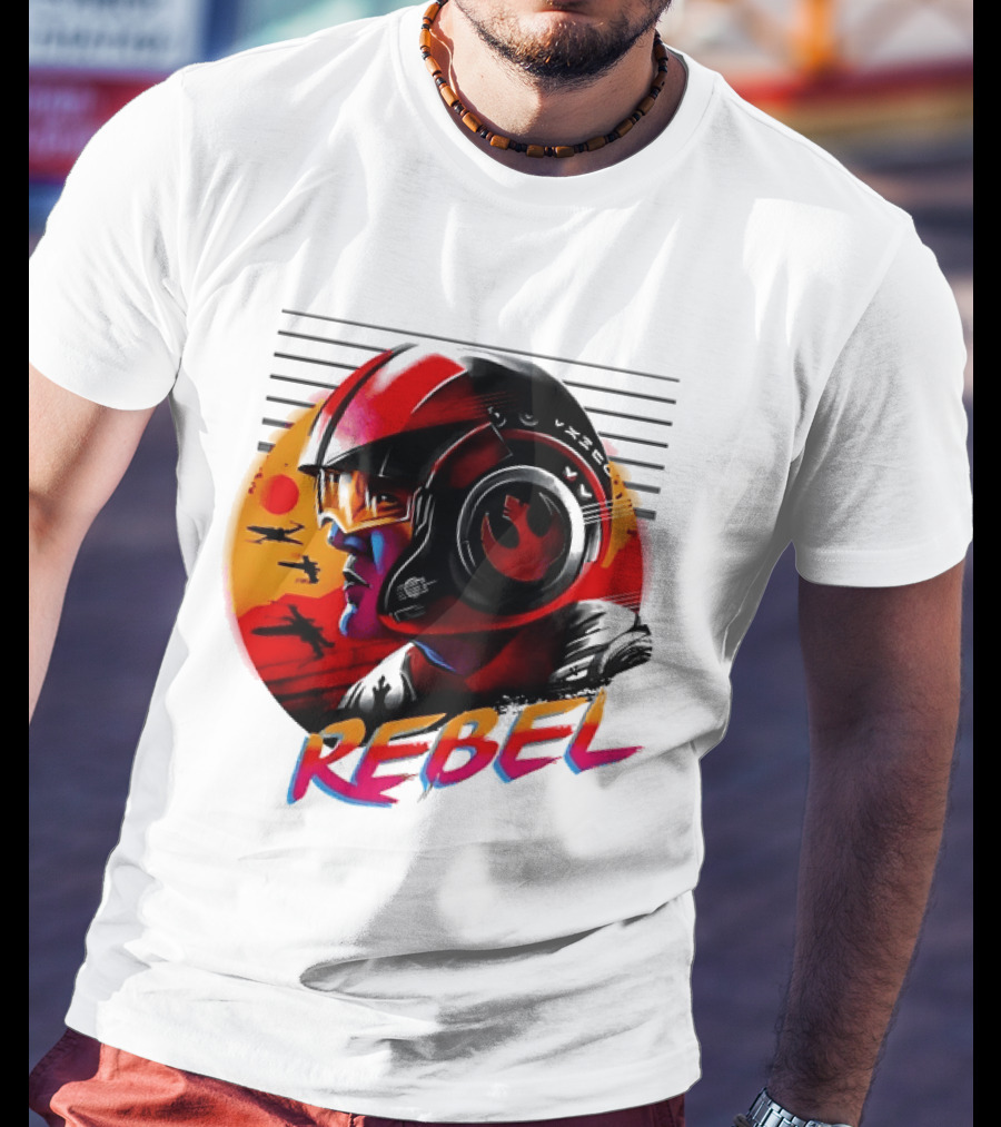 Star Wars Rebel Pilot Helmet Sunset Sci Fi Rebel T-Shirt