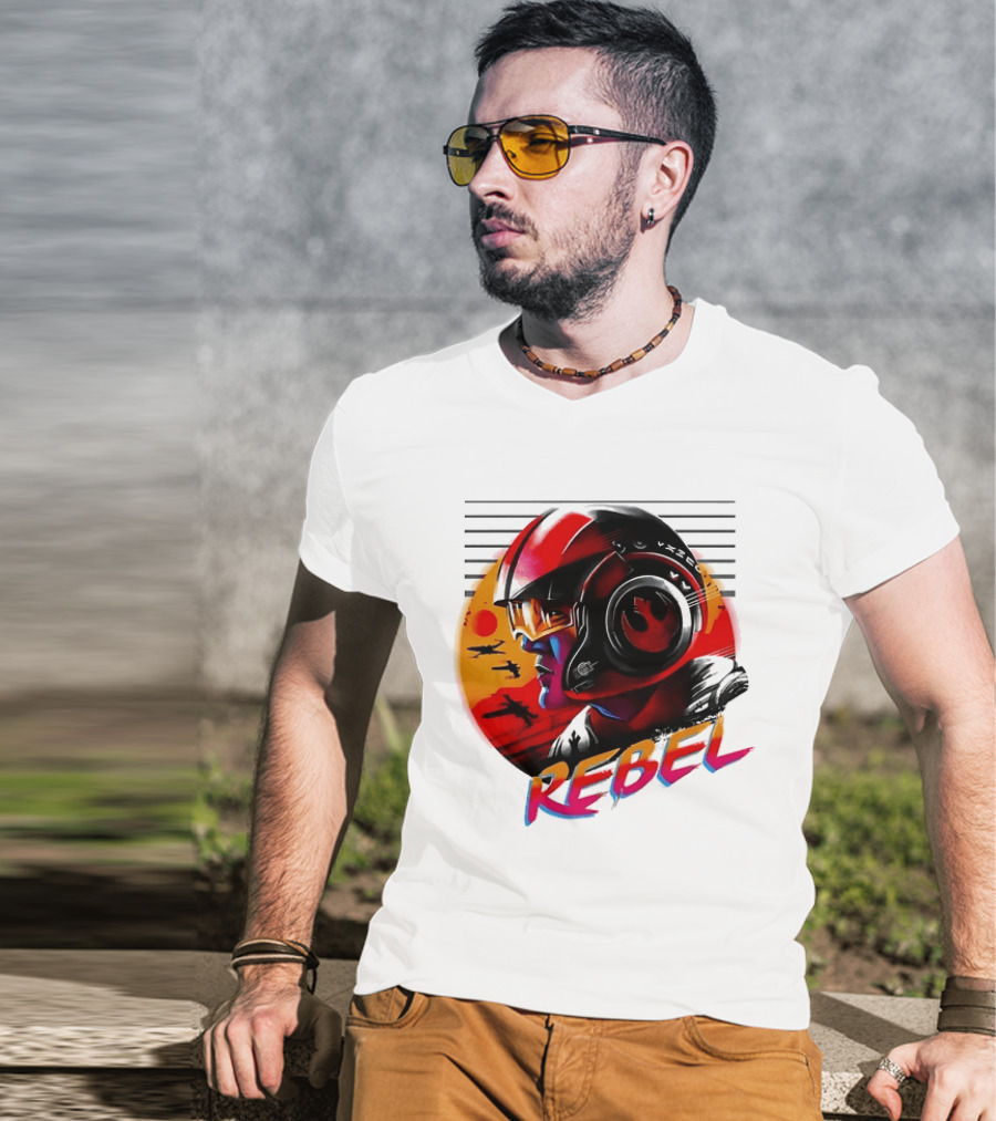 Star Wars Rebel Pilot Helmet Sunset Sci Fi Rebel T-Shirt