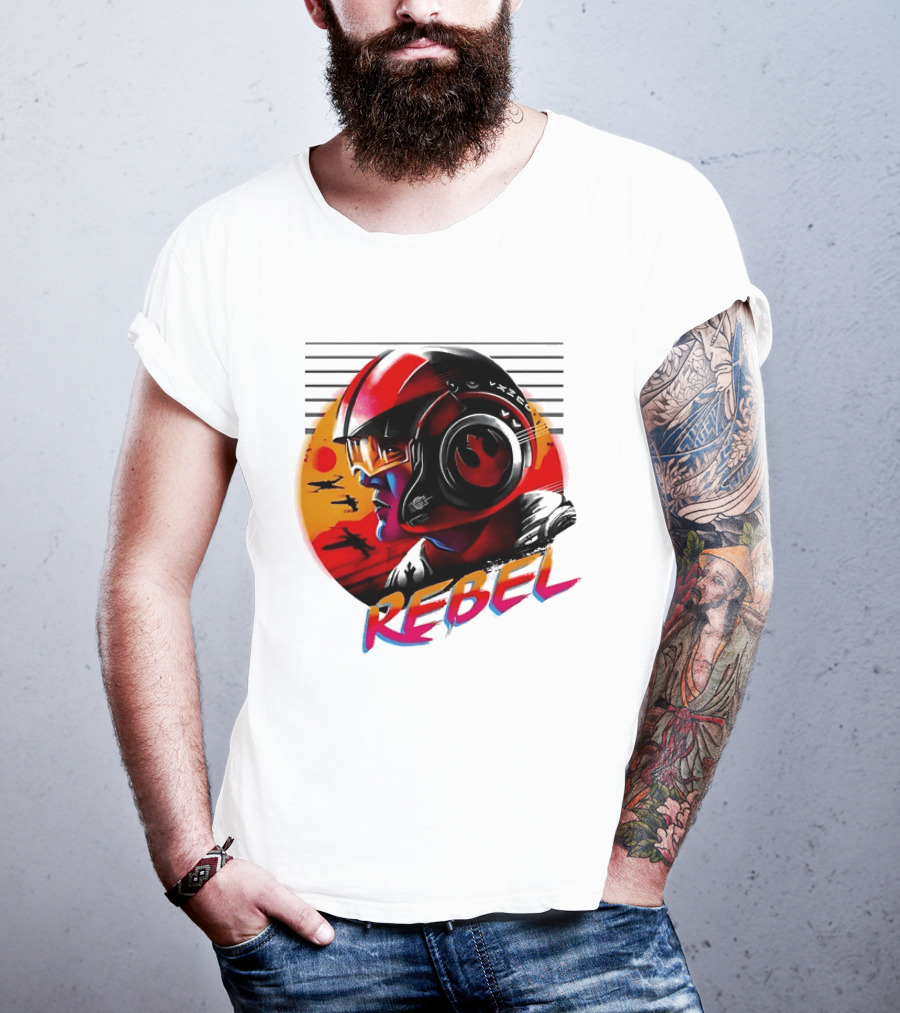 Star Wars Rebel Pilot Helmet Sunset Sci Fi Rebel T-Shirt