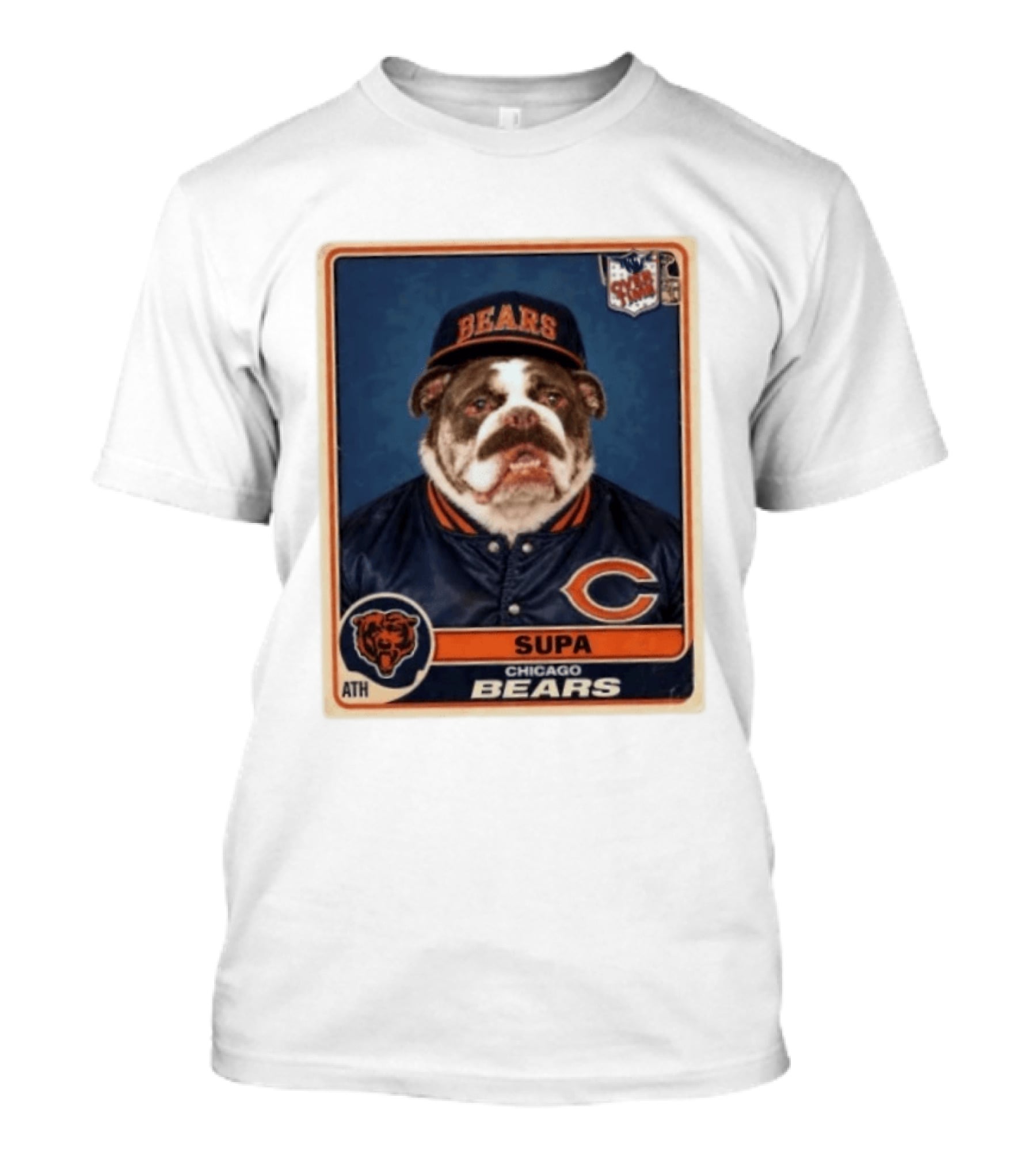 Supa Chicago Bears Football Trading Card Bulldog ATH T-Shirt