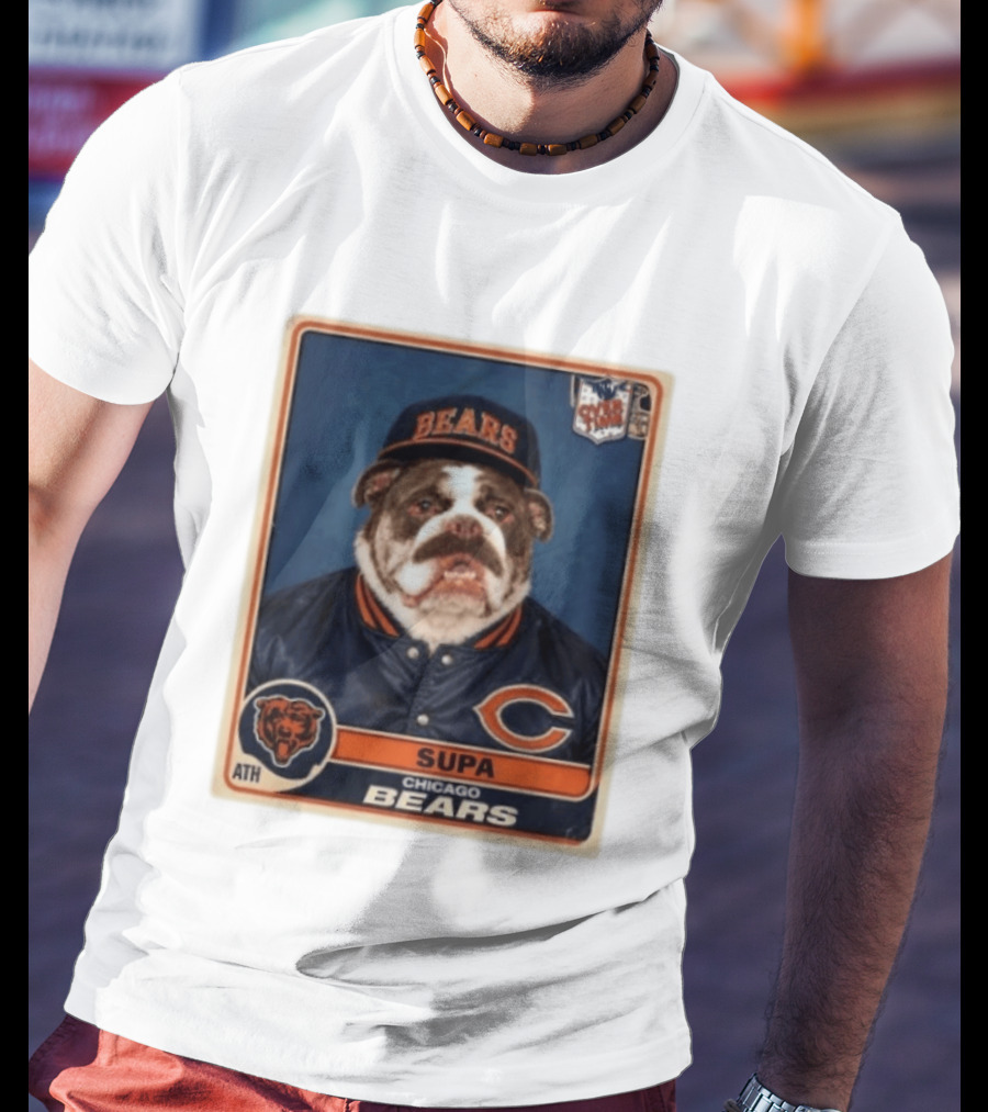 Supa Chicago Bears Football Trading Card Bulldog ATH T-Shirt