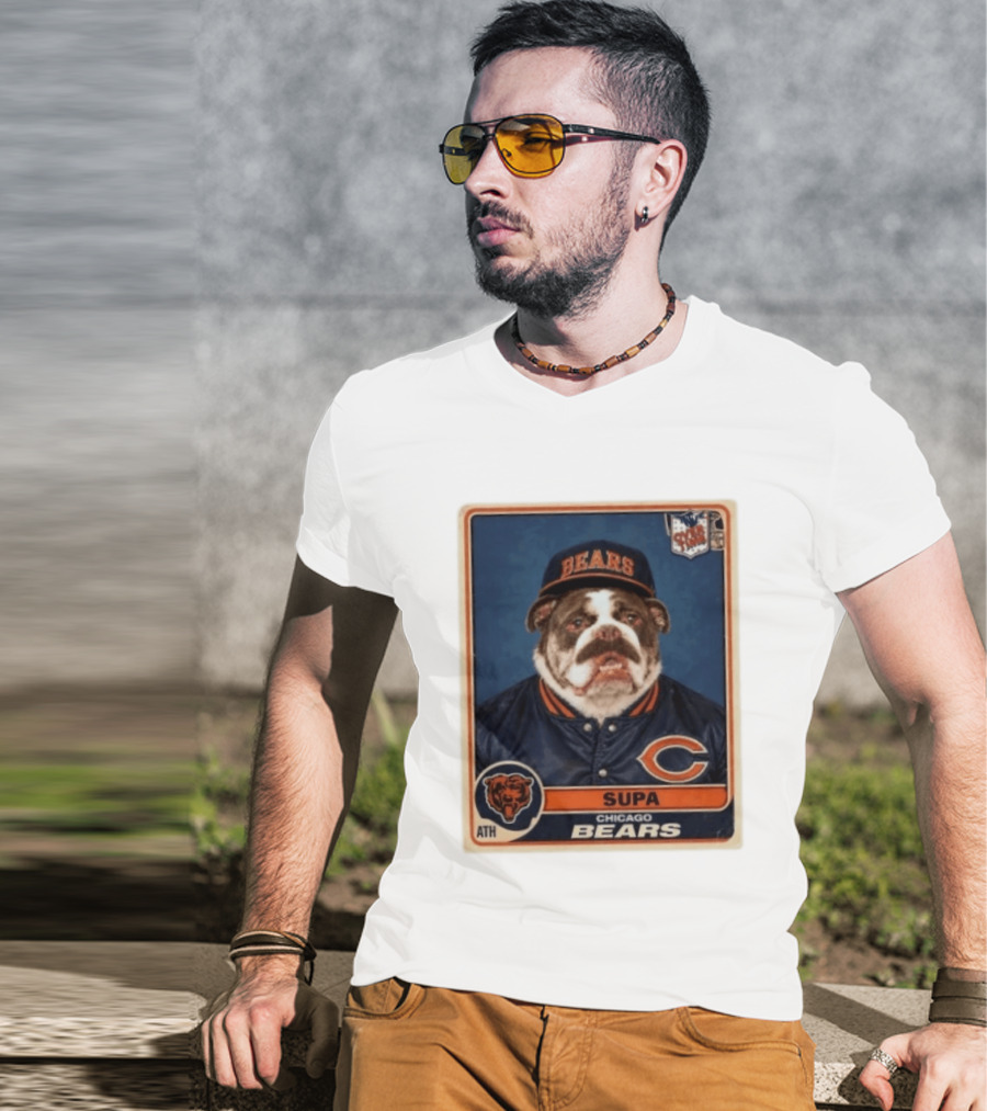 Supa Chicago Bears Football Trading Card Bulldog ATH T-Shirt