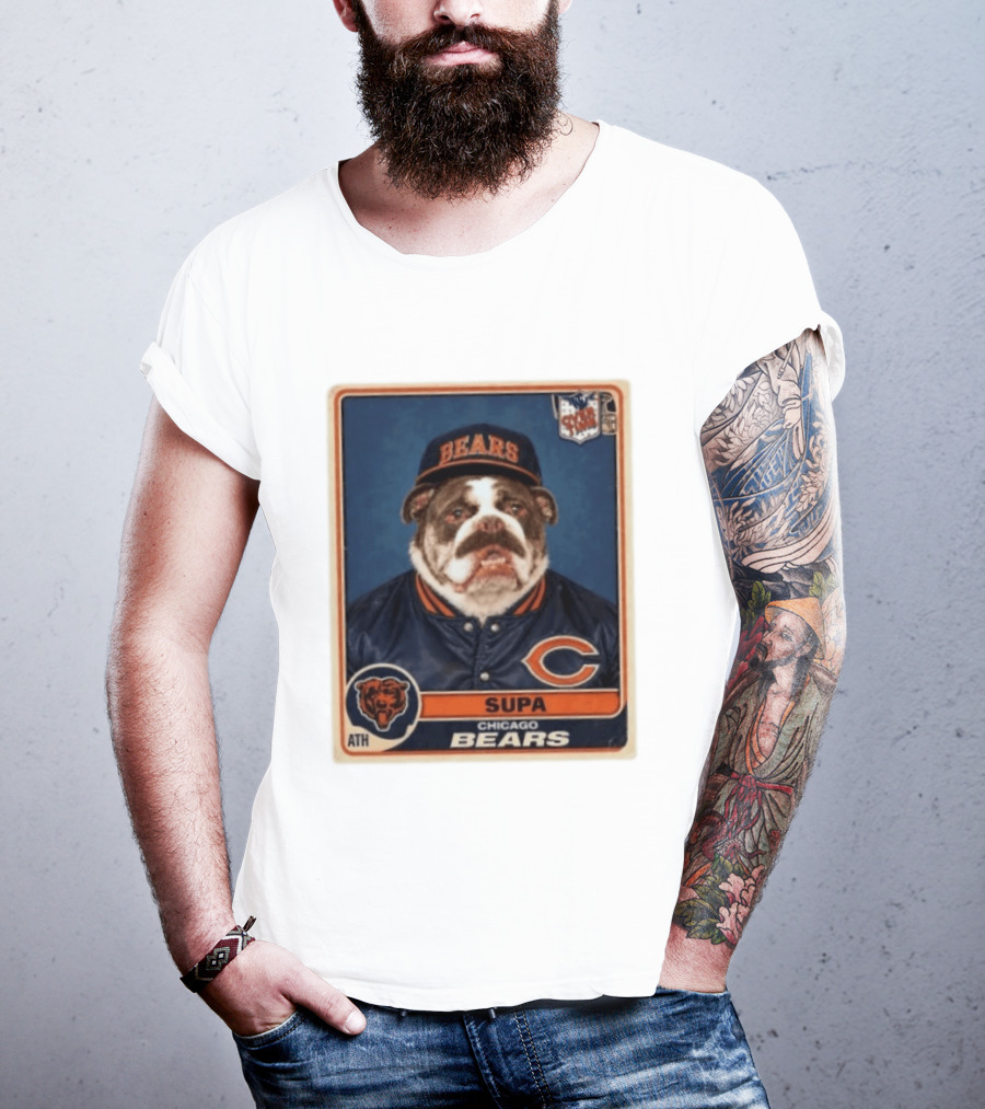 Supa Chicago Bears Football Trading Card Bulldog ATH T-Shirt
