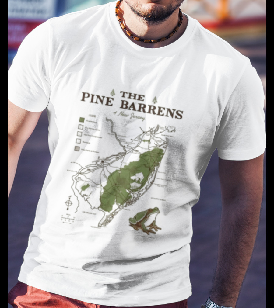 The Pine Barrens Of New Jersey Map Adventure Landmarks Forest Areas T-Shirt