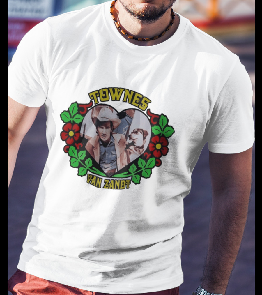 Townes Van Zandt Heart And Flowers Retro Folk T-Shirt