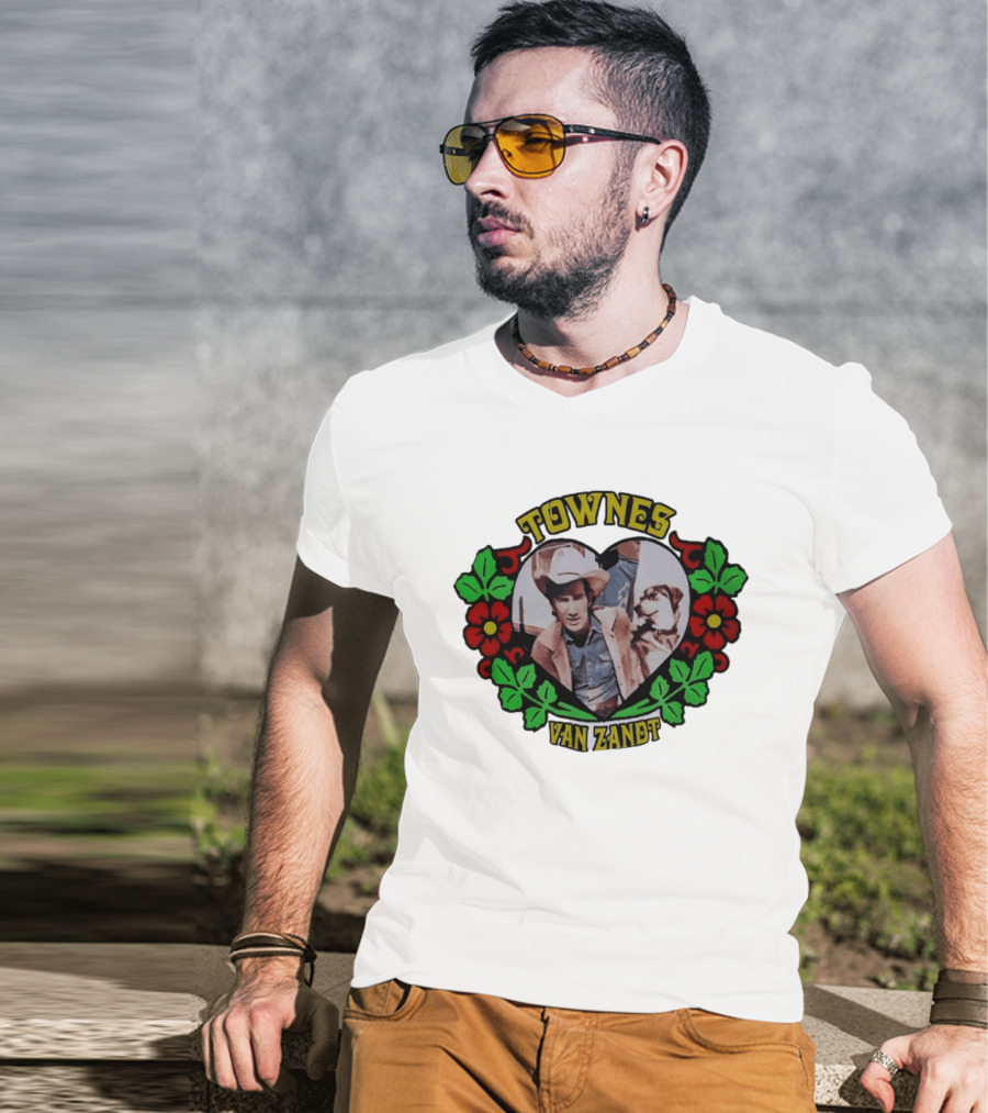 Townes Van Zandt Heart And Flowers Retro Folk T-Shirt