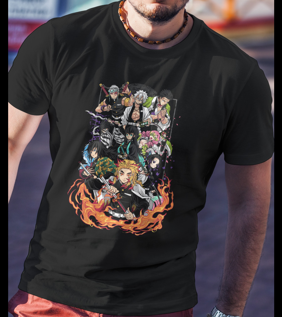 Kimetsu No Yaiba Demon Slayer Hashira Pillars Flame And Water Hashira T-Shirt