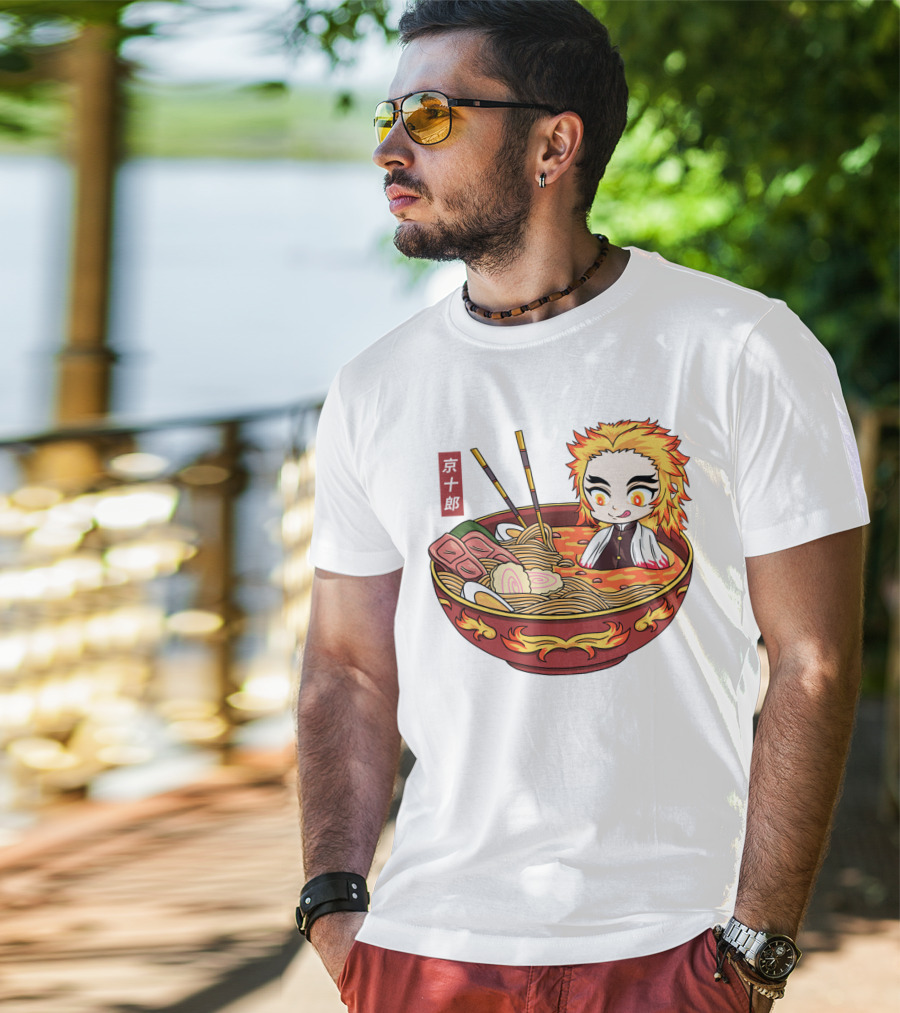 Kimetsu No Yaiba Demon Slayer Rengoku In Ramen Bowl Anime T-Shirt