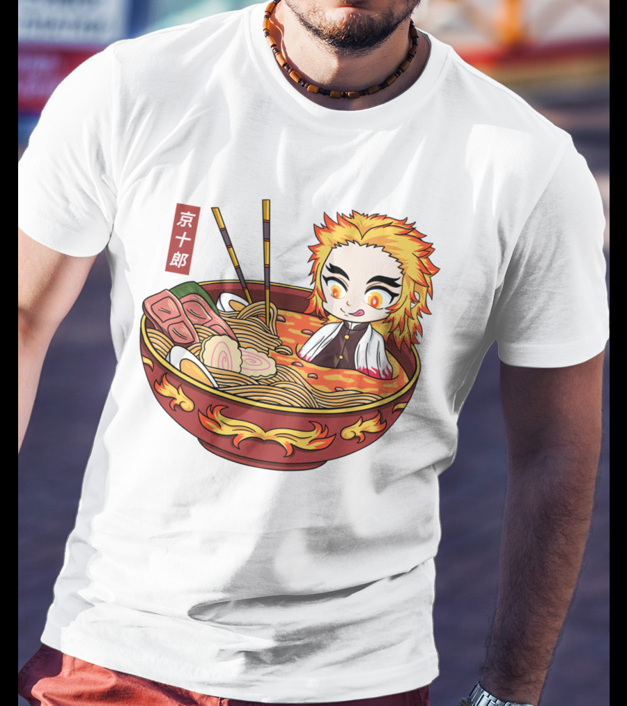 Kimetsu No Yaiba Demon Slayer Rengoku In Ramen Bowl Anime T-Shirt