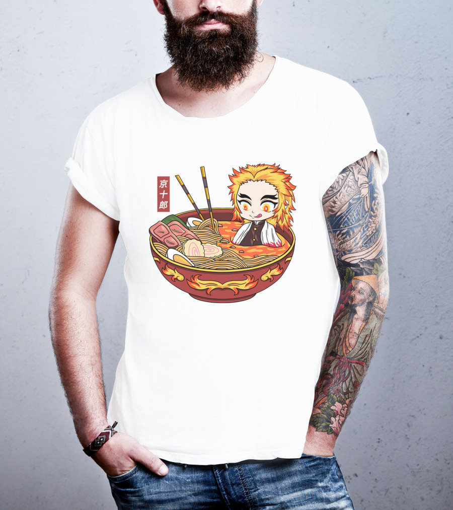 Kimetsu No Yaiba Demon Slayer Rengoku In Ramen Bowl Anime T-Shirt