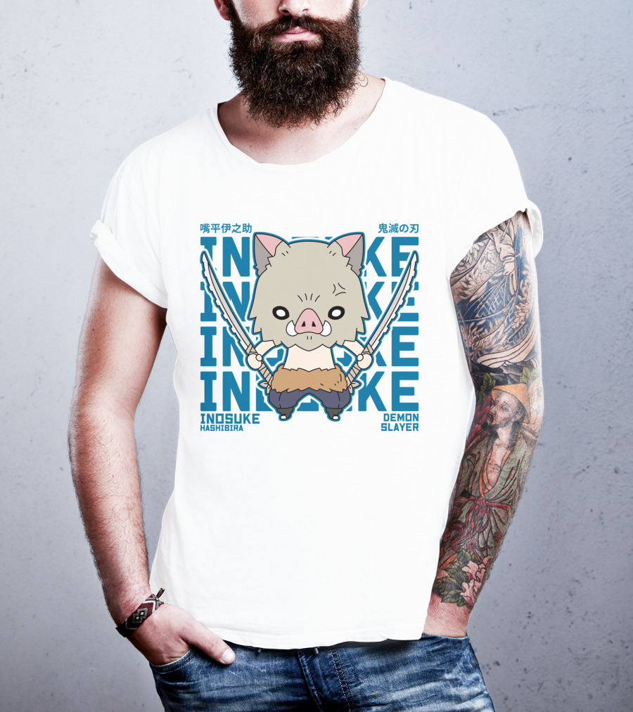 Inosuke Hashibira Demon Slayer Kimetsu No Yaiba Dual Swords T-Shirt