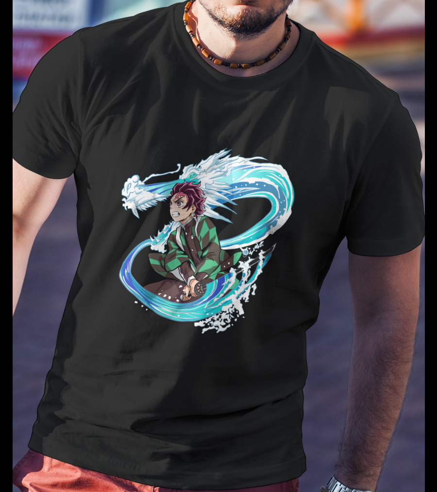 Demon Slayer Kimetsu No Yaiba Tanjiro Kamado Water Breathing Technique Dragon Wave T-Shirt