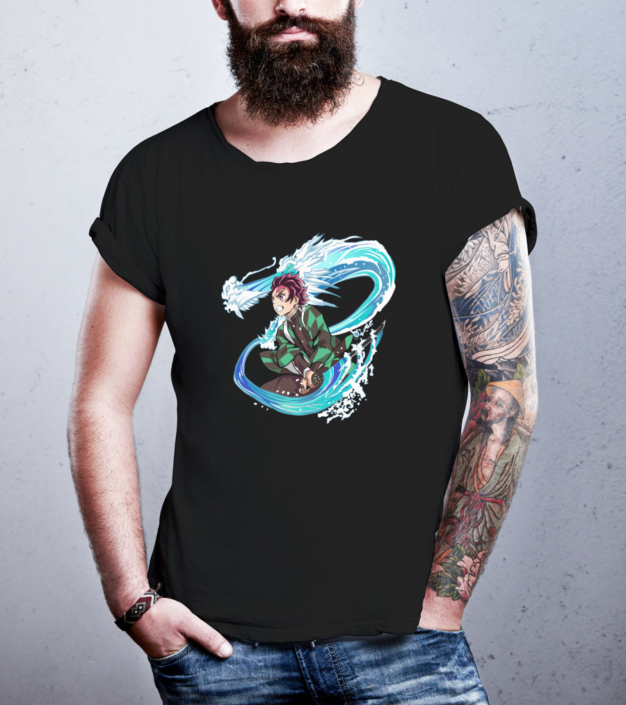 Demon Slayer Kimetsu No Yaiba Tanjiro Kamado Water Breathing Technique Dragon Wave T-Shirt