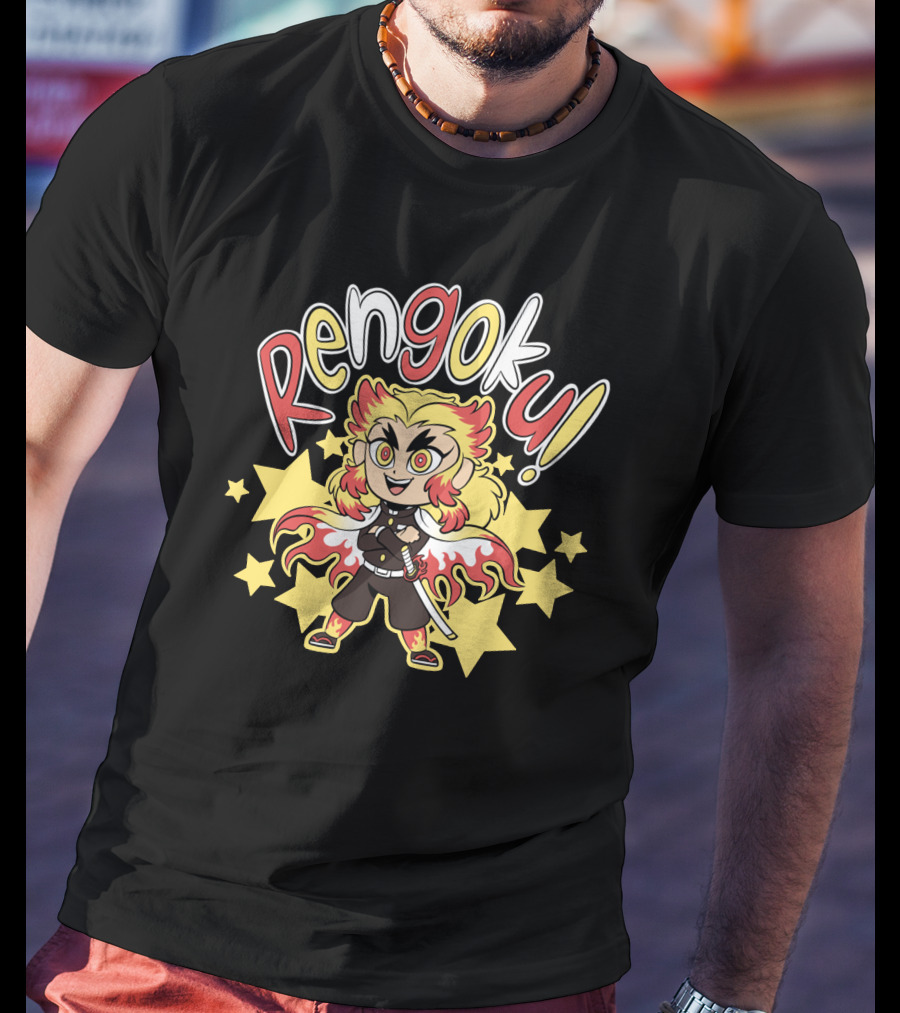 Rengoku Demon Slayer Kimetsu No Yaiba Starburst Character T-Shirt