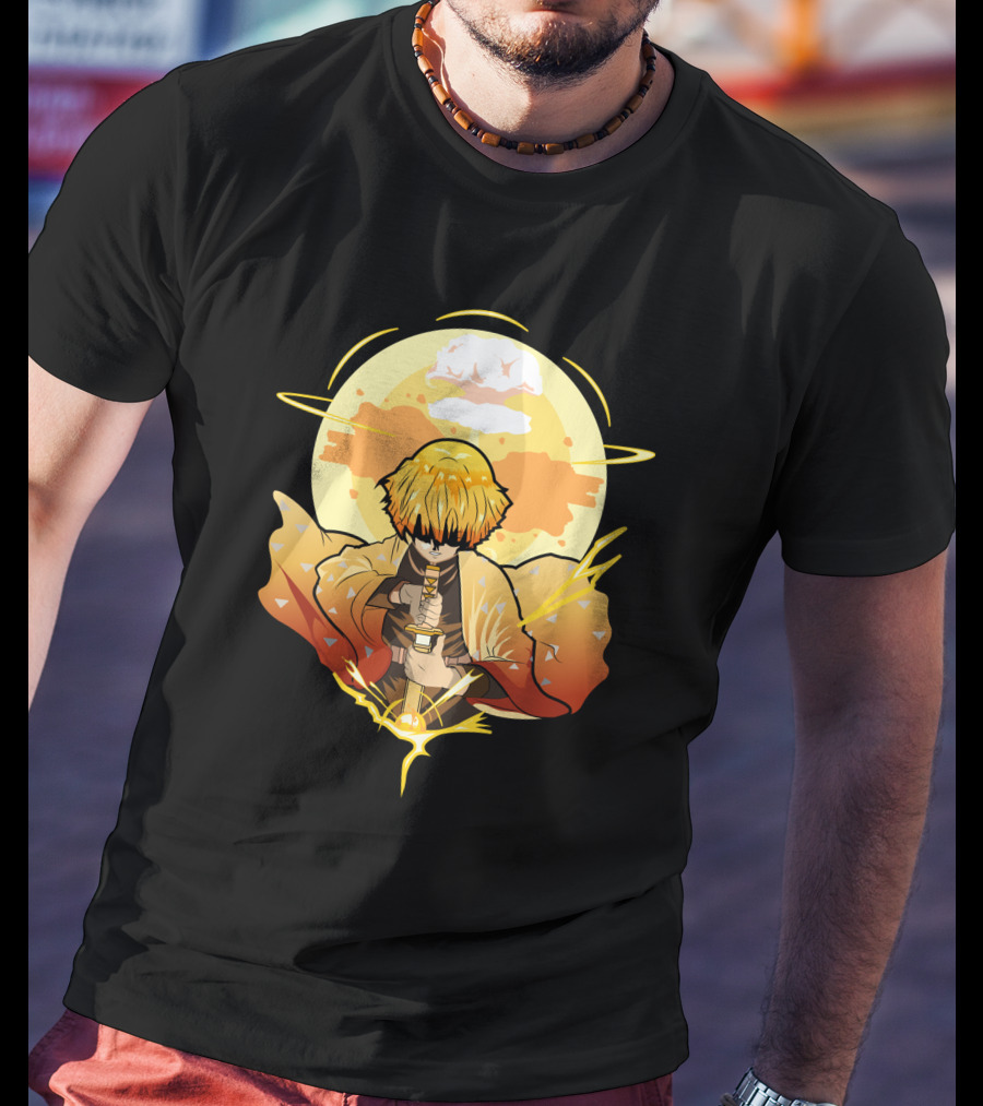 Demon Slayer Kimetsu No Yaiba Zenitsu Thunder Breathing Lightning Style Aura T-Shirt