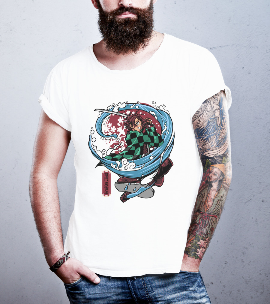 Demon Slayer Kimetsu No Yaiba Tanjiro Kamado Water Breathing Technique T-Shirt