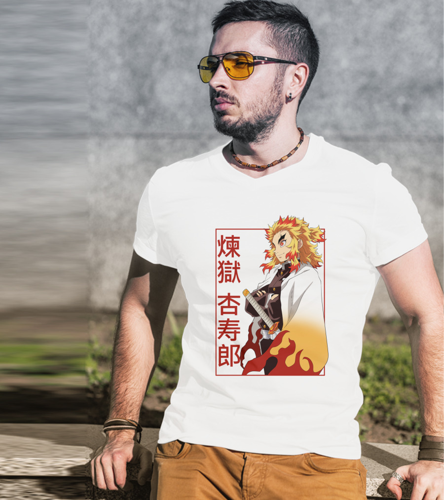 Demon Slayer Kimetsu No Yaiba Rengoku Kyojuro Flame Hashira T-Shirt