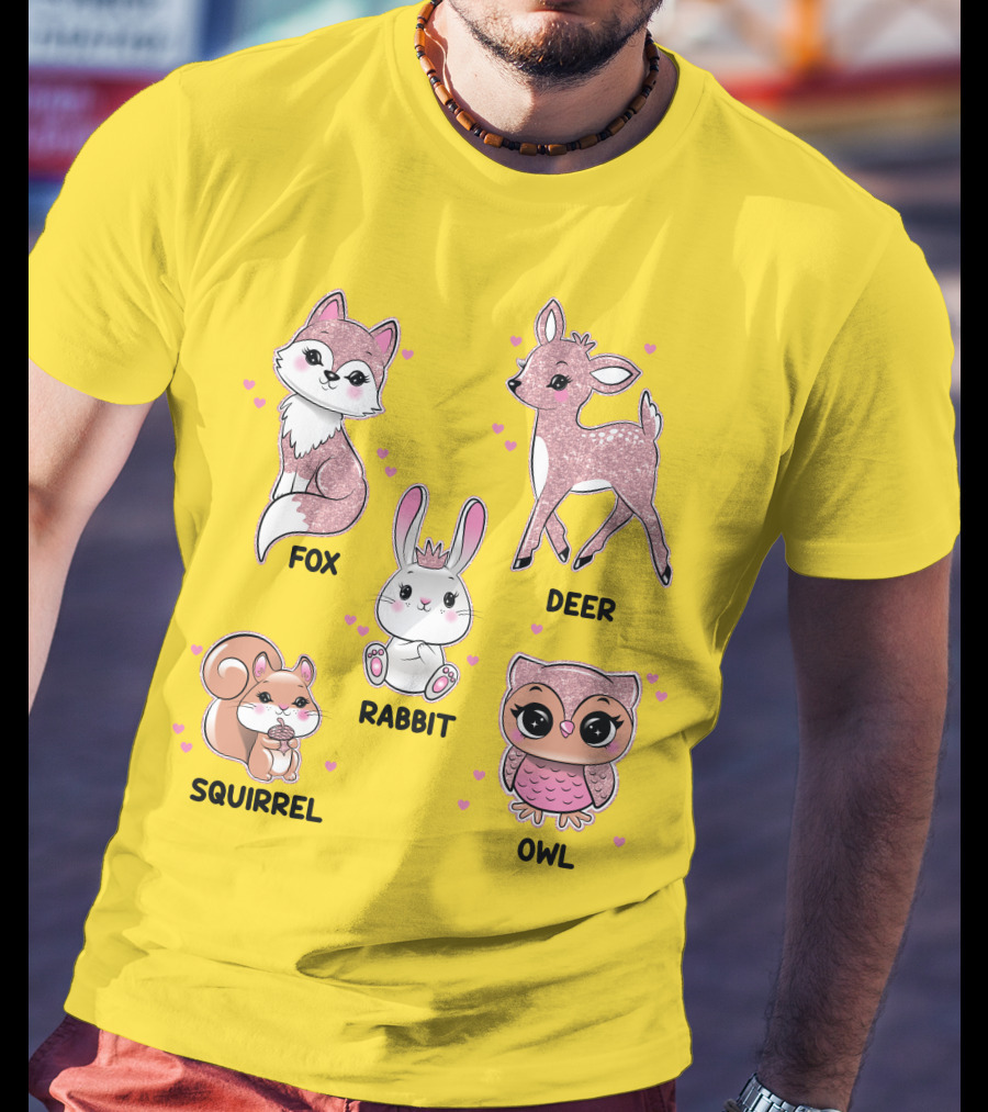 Fox Deer Rabbit Squirrel Owl Cute Animals T-Shirt