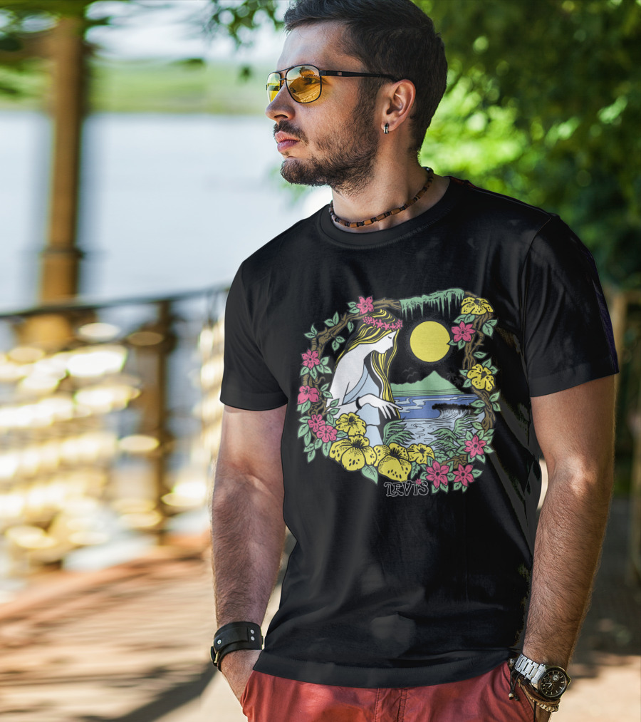 Levis Nature Goddess Tropical Paradise Scene T-Shirt