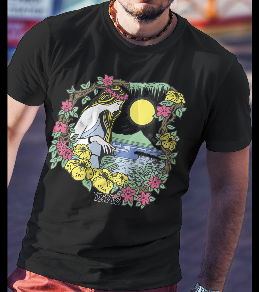 Levis Nature Goddess Tropical Paradise Scene T-Shirt