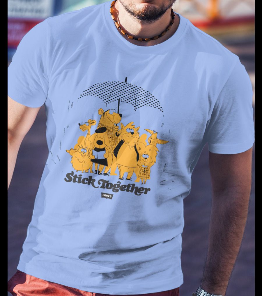 Stick Together Levi's Umbrella Animal Friends Collaboration T-Shirt