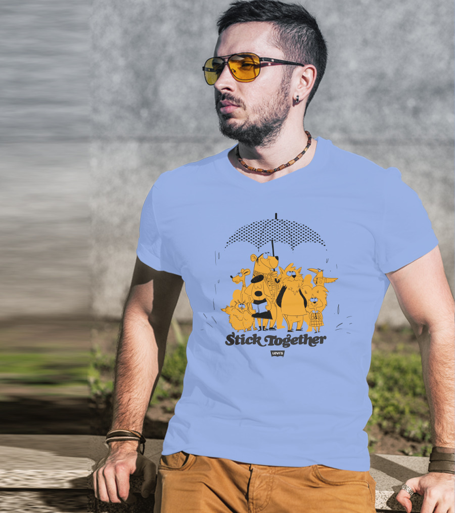 Stick Together Levi's Umbrella Animal Friends Collaboration T-Shirt