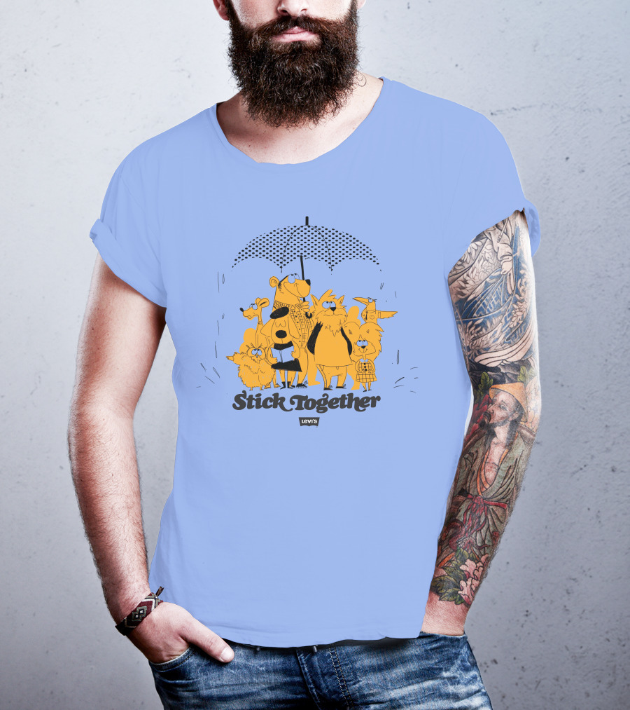 Stick Together Levi's Umbrella Animal Friends Collaboration T-Shirt