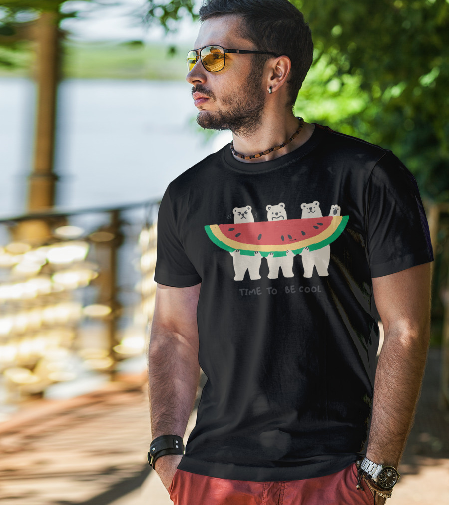 Time To Be Cool Polar Bears With Watermelon T-Shirt