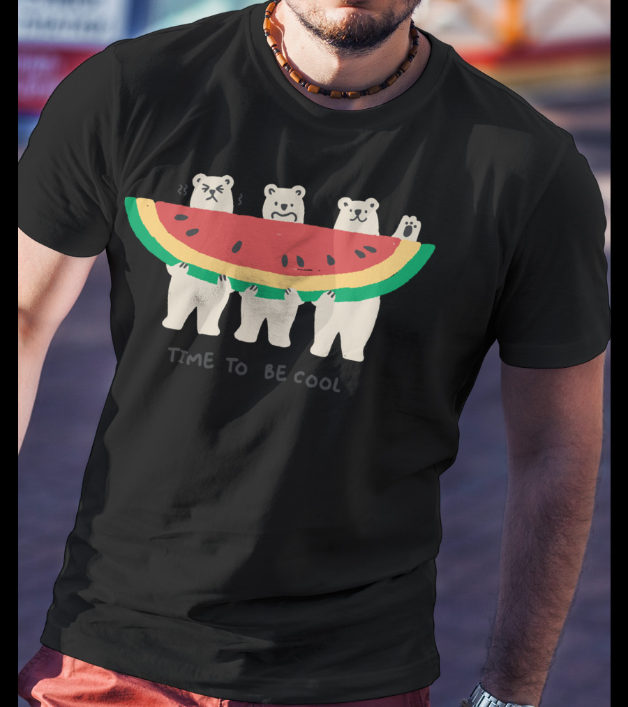 Time To Be Cool Polar Bears With Watermelon T-Shirt